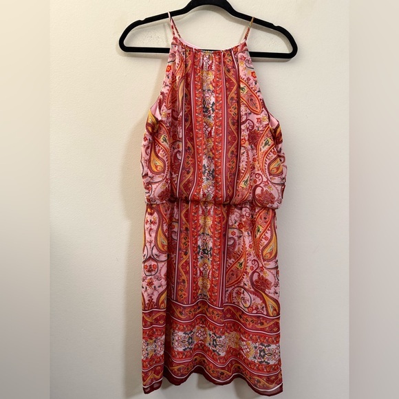 London Times‎ Paisley Floral Halter Mini Dress - 8P - Picture 1 of 8